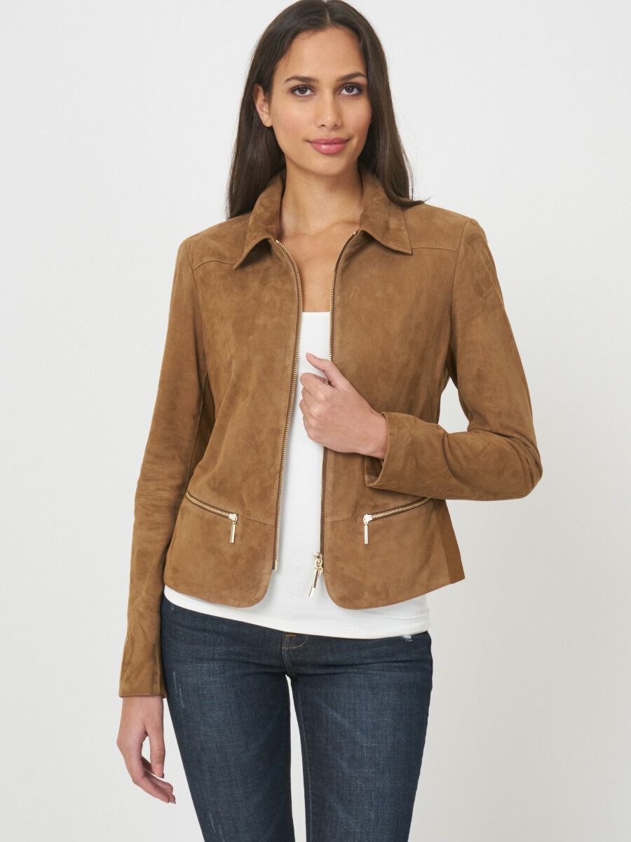 Suede jacket with zip closure image number 0