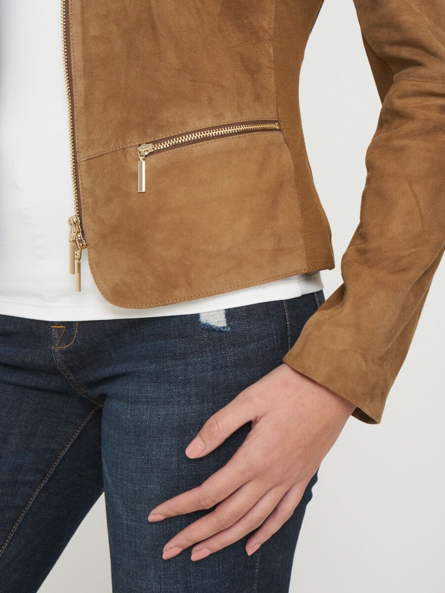 Suede jacket with zip closure image number 2