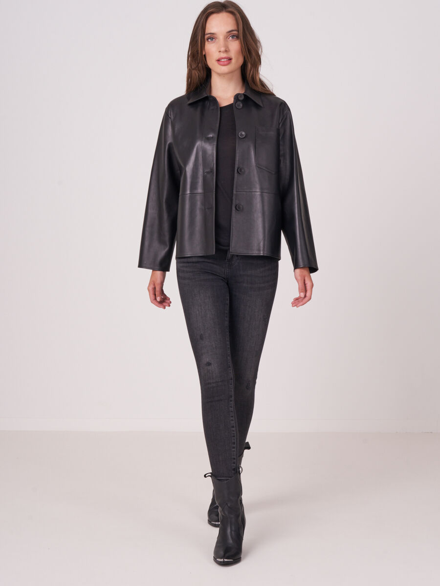 Veste chemise en cuir ample image number 3