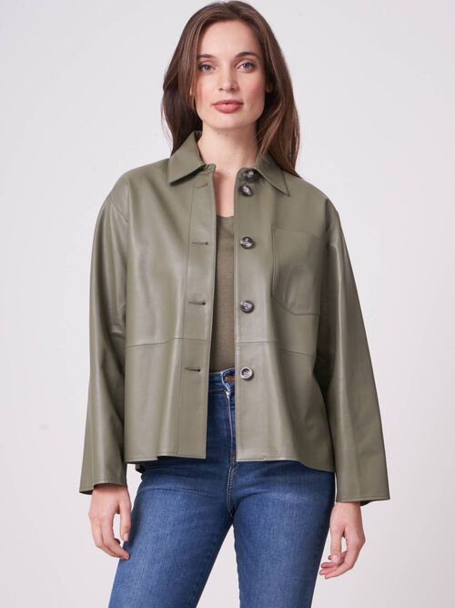 Veste chemise en cuir ample