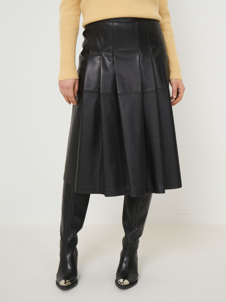 Leather A-line skirt
