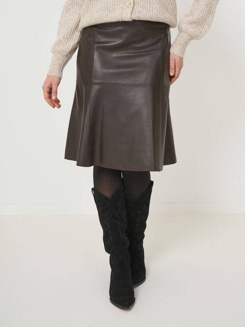 Leren A-lijn rok knielengte