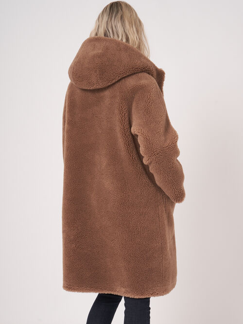  Reversible faux shearling coat with hood
