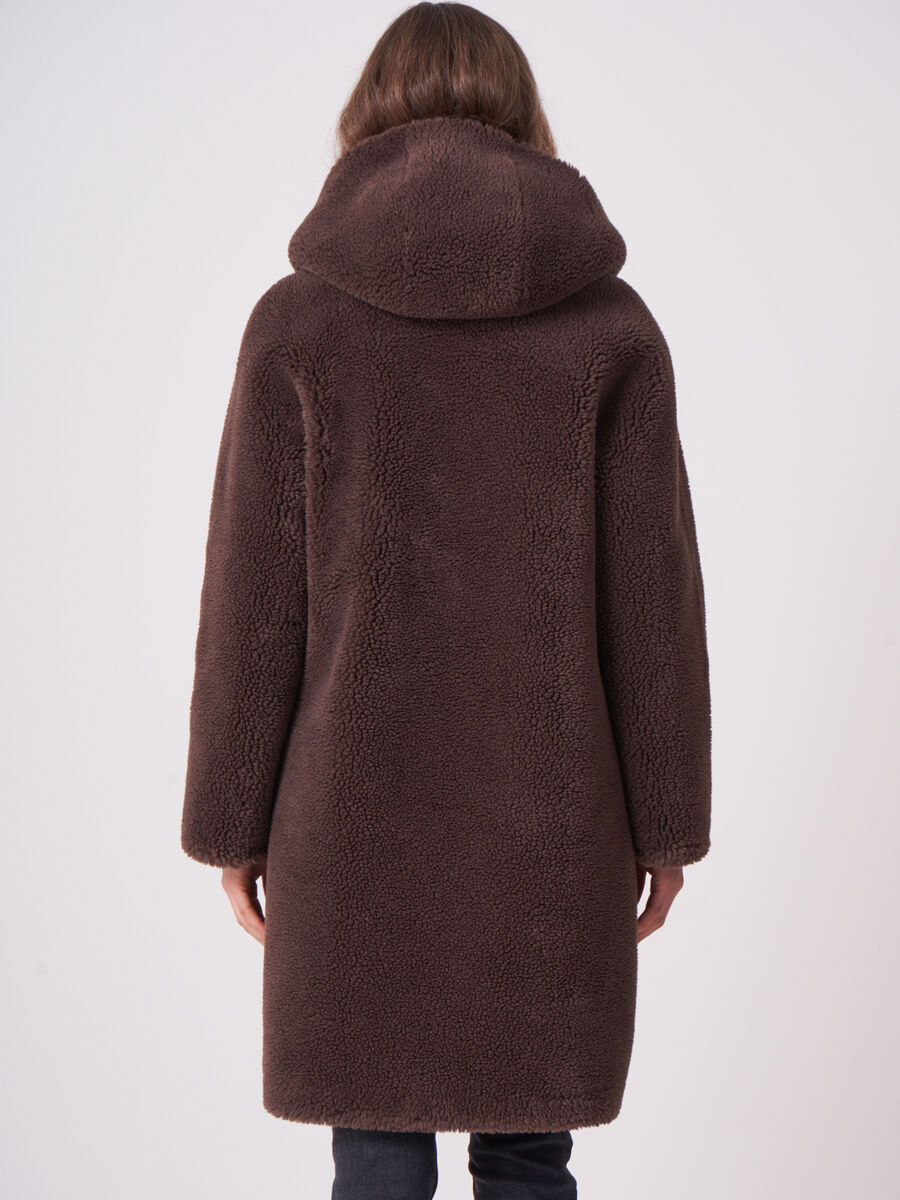  Reversible faux shearling coat with hood image number 2
