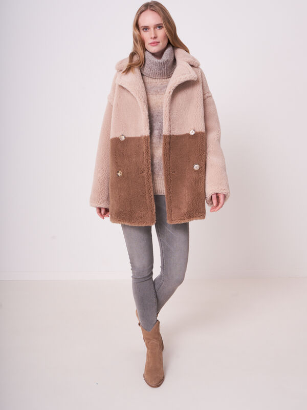 Manteau faux shearling bicolore image number 3
