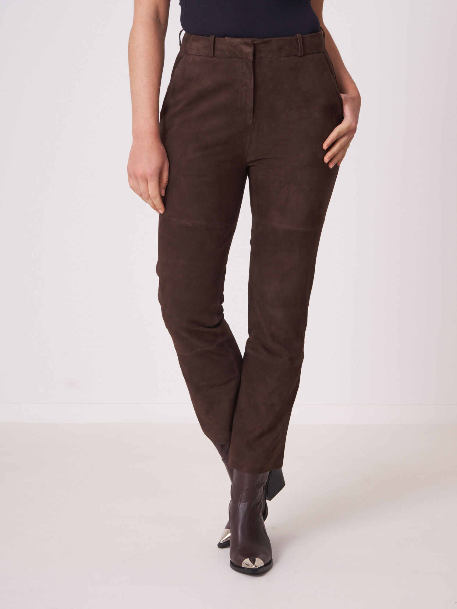 Iris von Arnim Suede leather trousers Philine Grey  Leather Pants