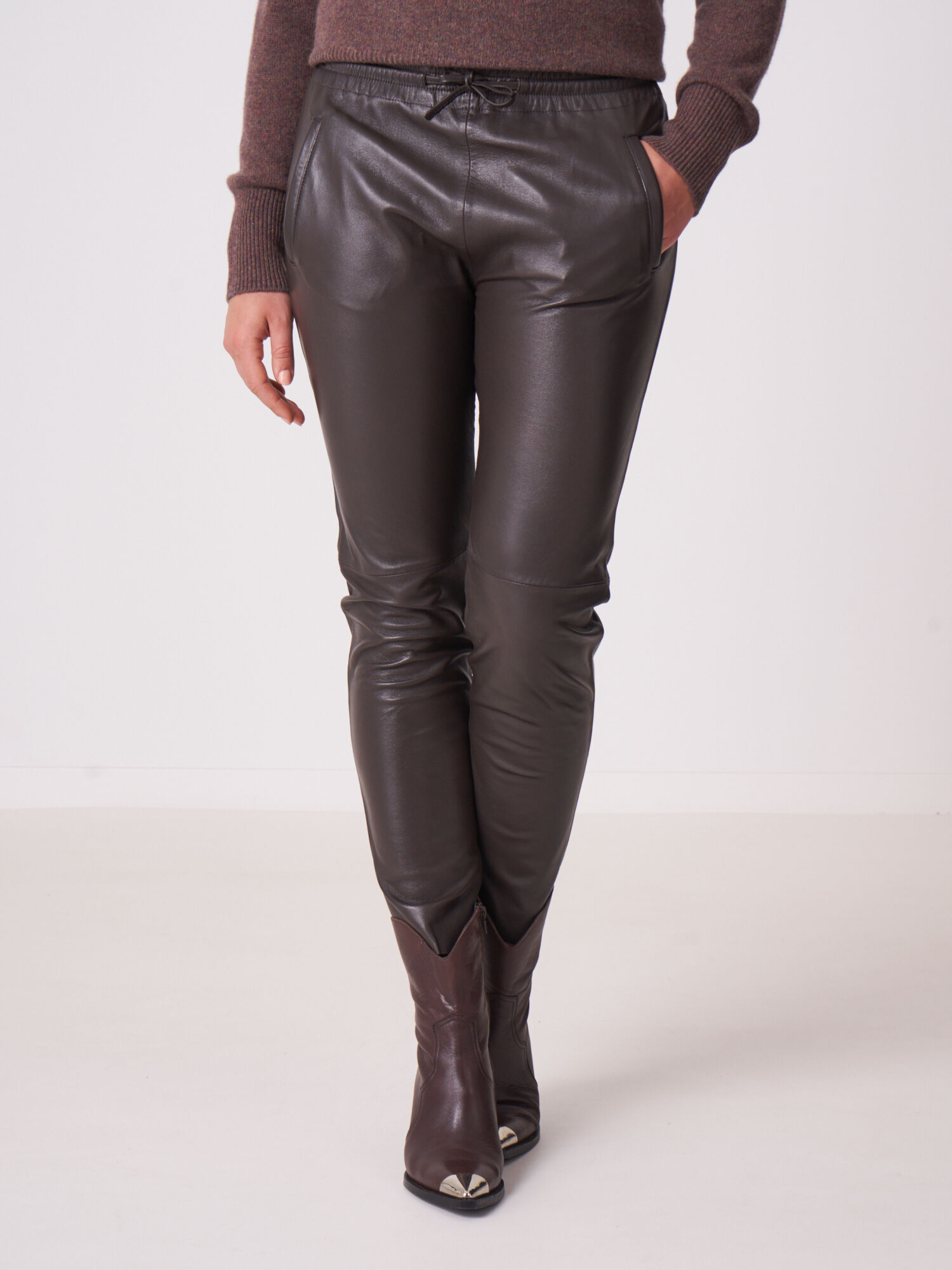 ASOS DESIGN dad jeans in dark brown leather look | ASOS