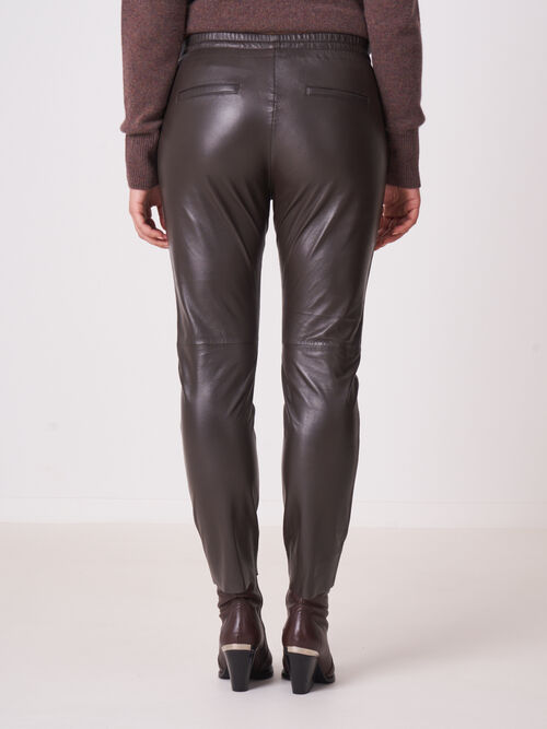 Soft leather pants with elastic waist
