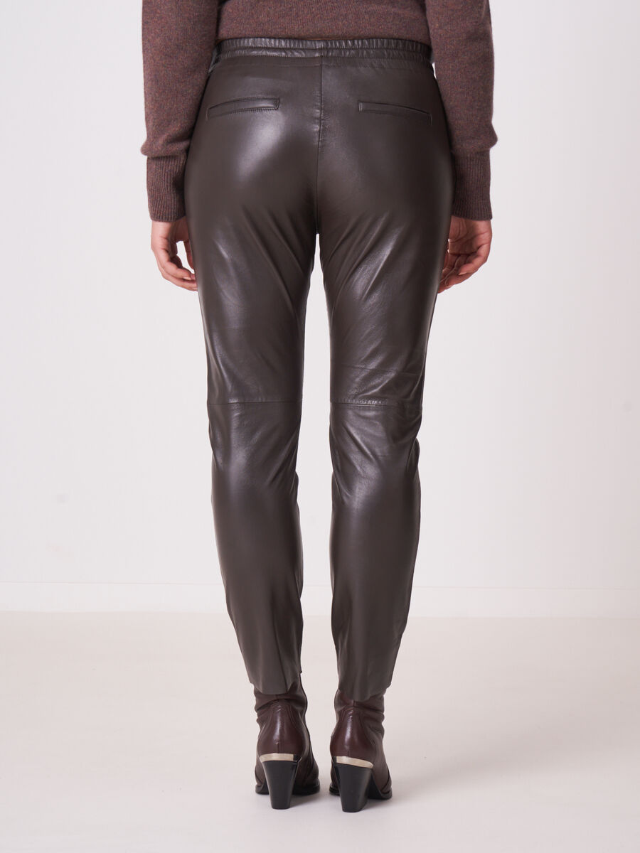 Zachte leren broek met elastische tailleband image number 1