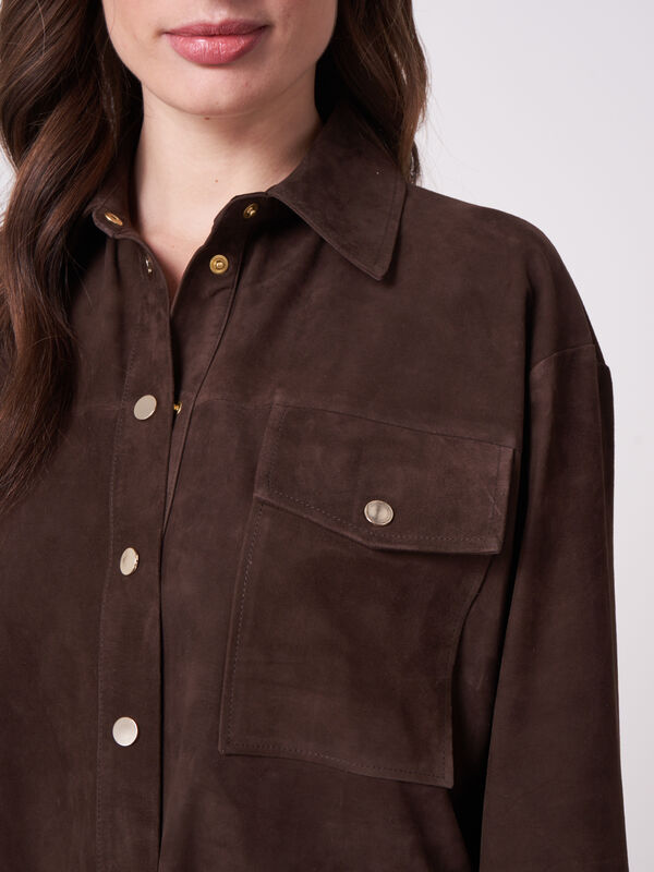 Lange Hemd-Bluse aus Wildleder image number 3