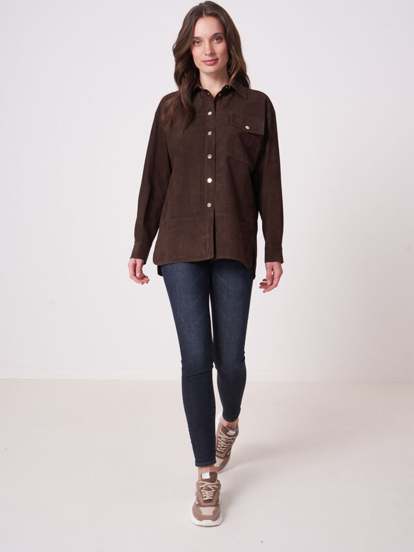 Lange Hemd-Bluse aus Wildleder image number 4