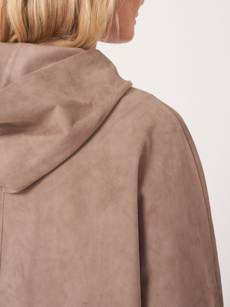 Suede jacket with hood and slit sleeves image number 5