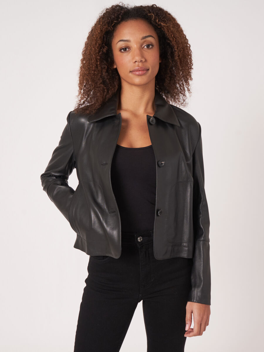 Leather jacket with buttons image number 0