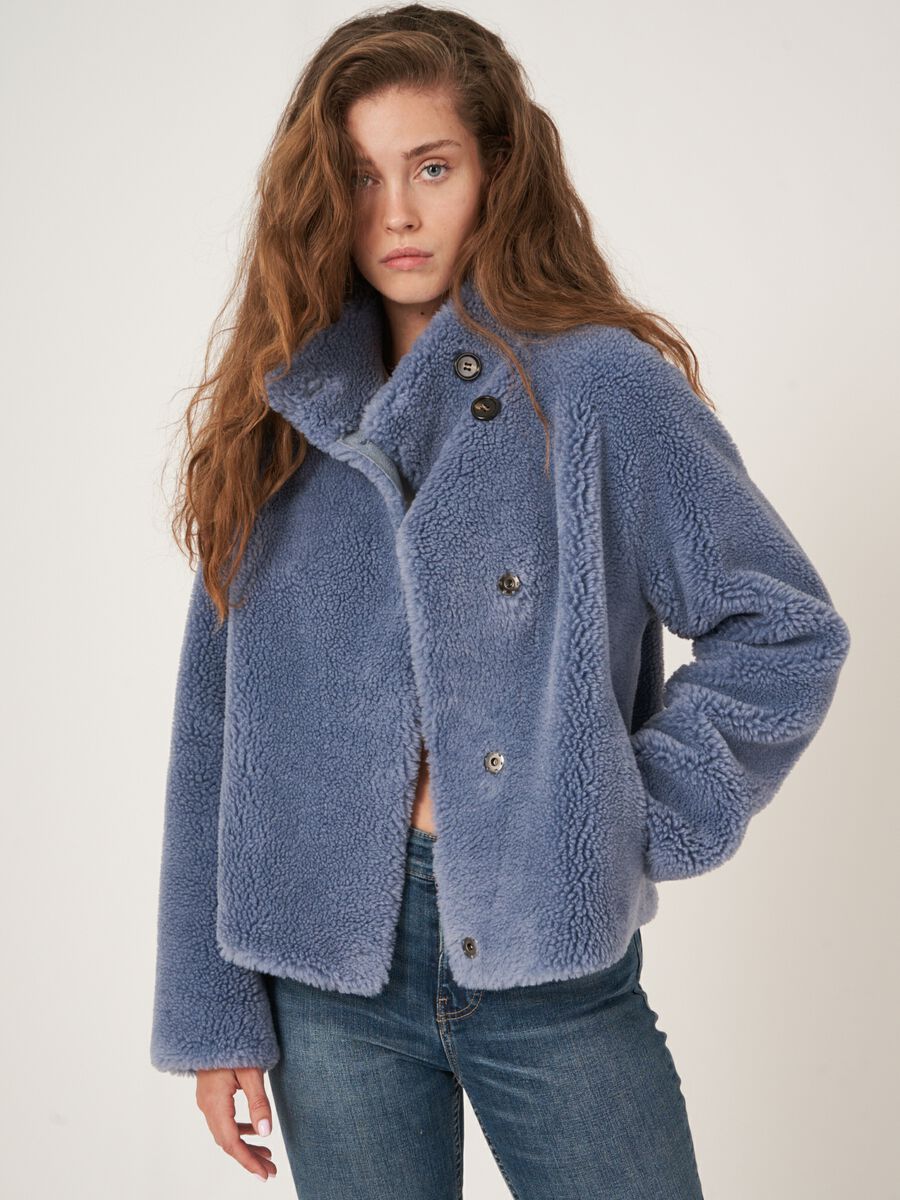 Teddy wool reversible jacket with buttons image number 0