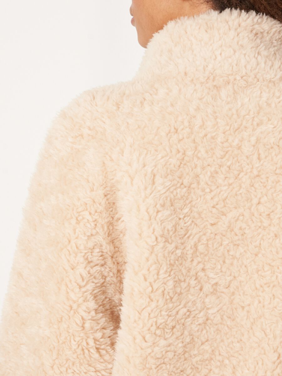 Omkeerbare jas van teddy wol met dubbele rits image number 5