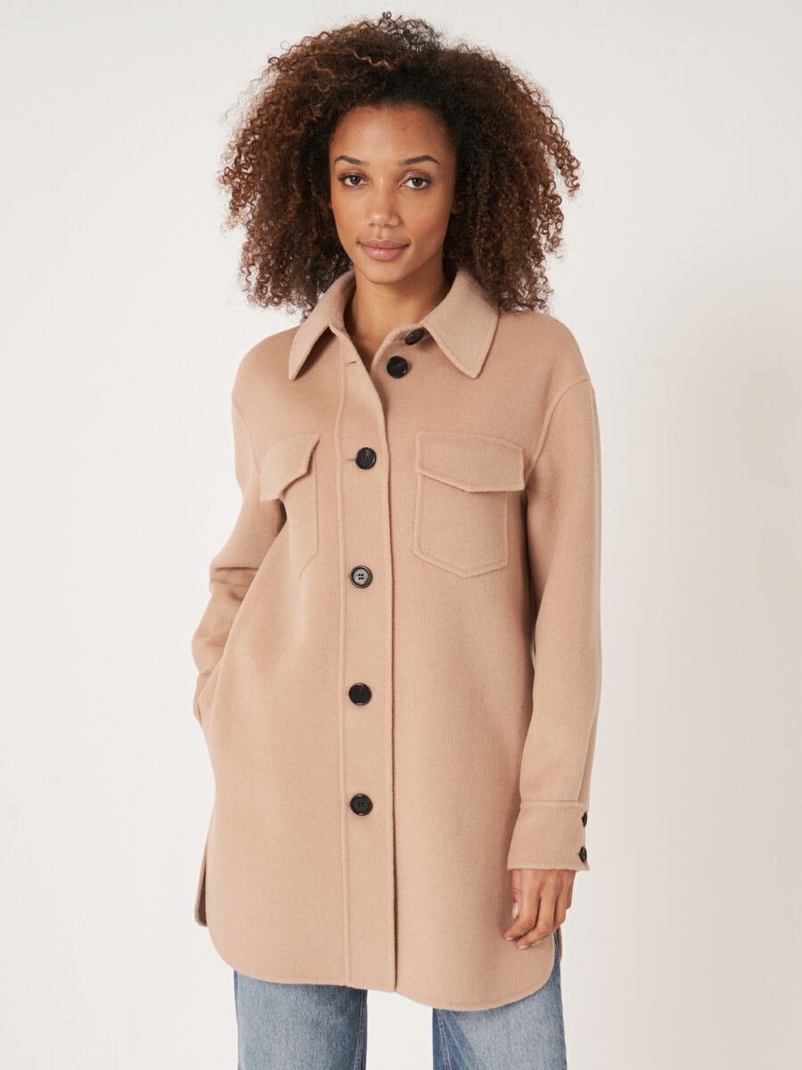 Overhemdjas van wolmix met knopen image number 2