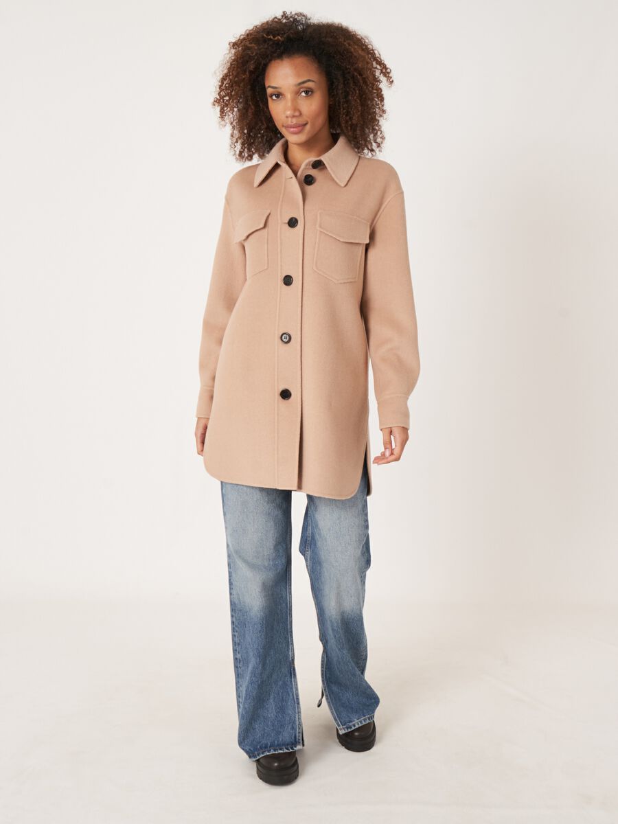 Overhemdjas van wolmix met knopen image number 8