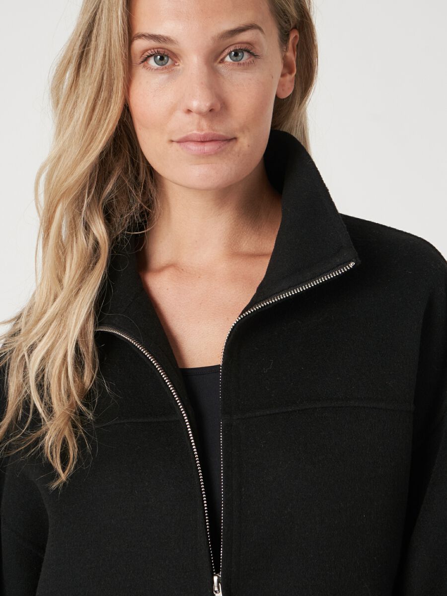 Wool blend jacket with two way zip image number 3