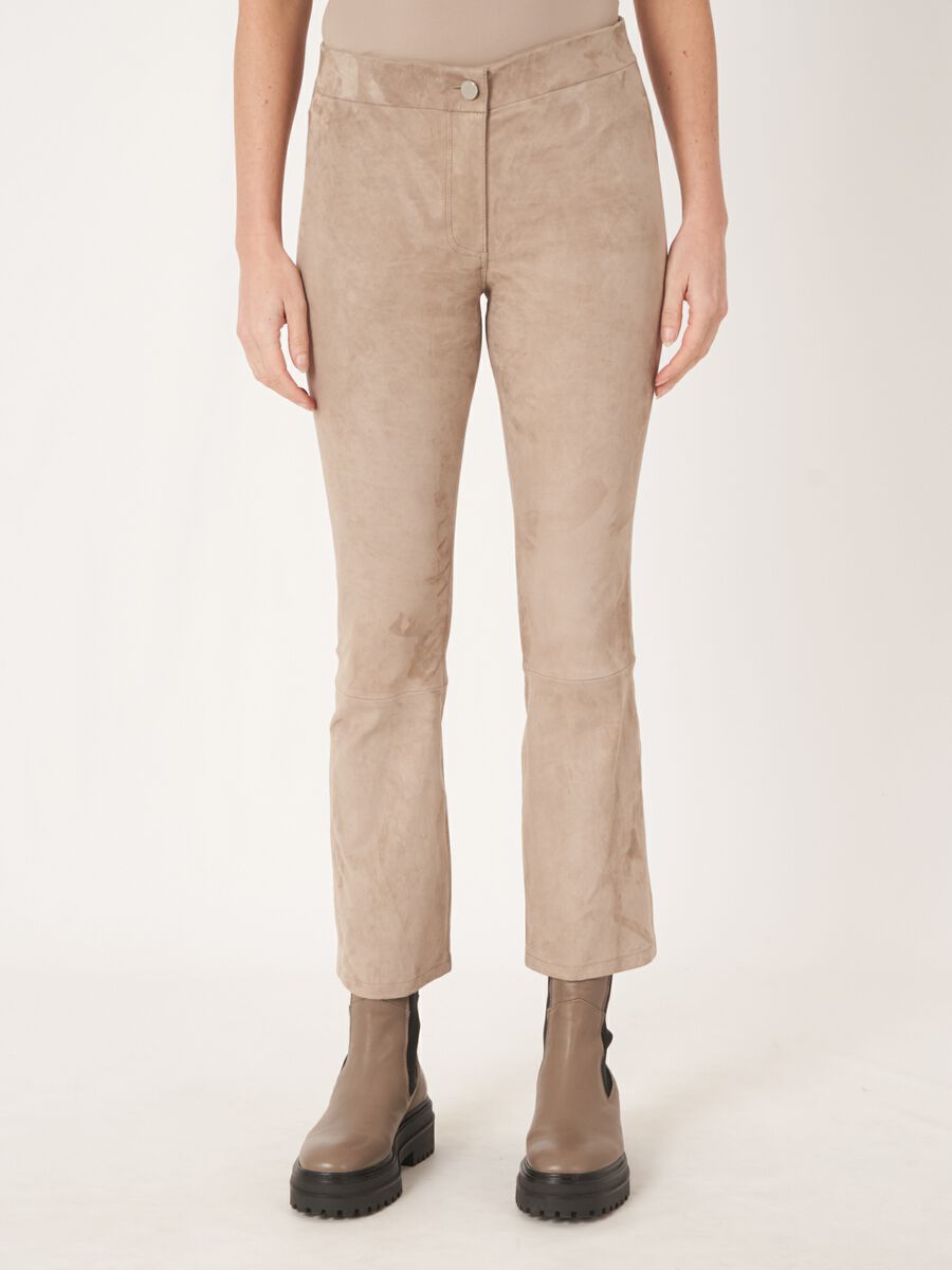 Cropped bootcut suede pants image number 0