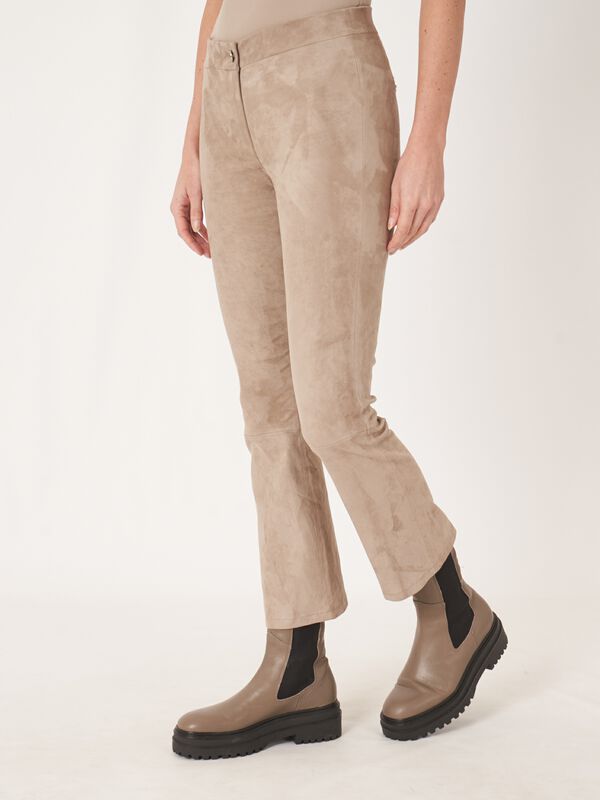 Cropped bootcut suede pants image number 2