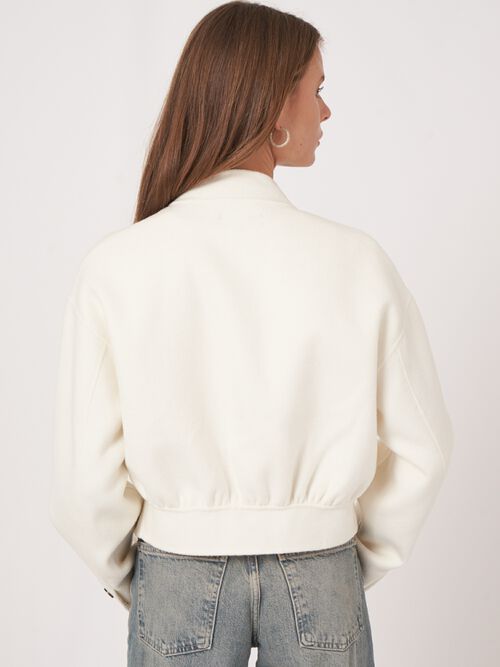 Veste courte en laine m&eacute;lang&eacute;e