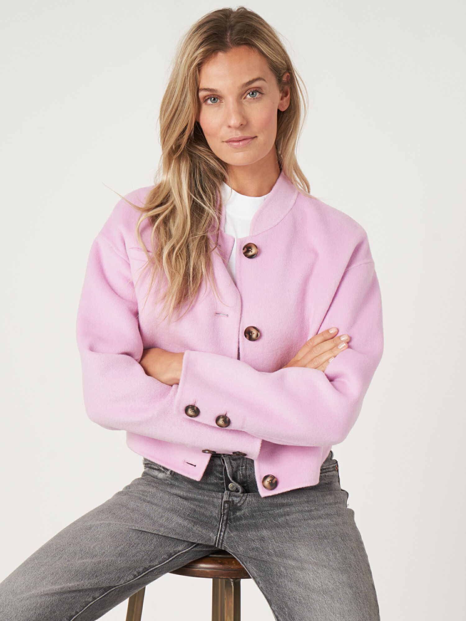 Cropped wool-blend jacket