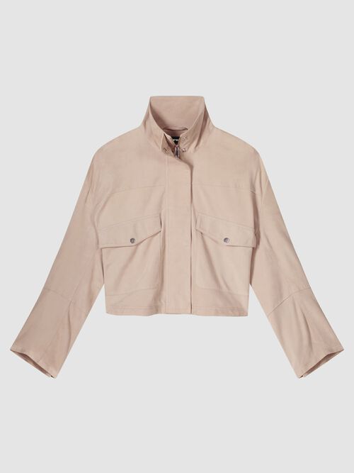 Veste en daim avec poches surdimensionn&eacute;es