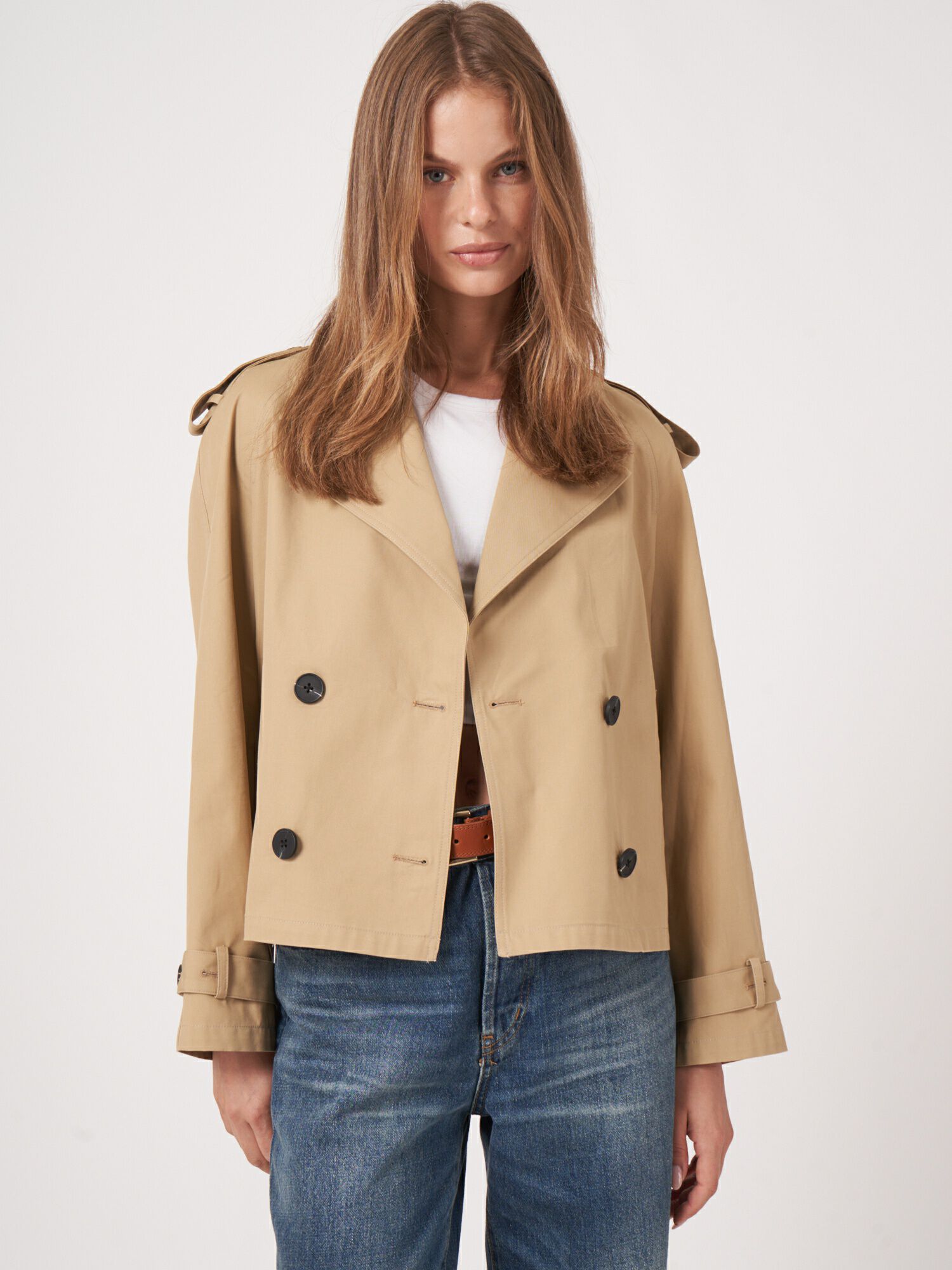 Cropped trench jacket