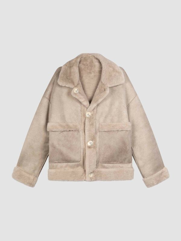 Manteau court réversible en fausse fourrure image number 2