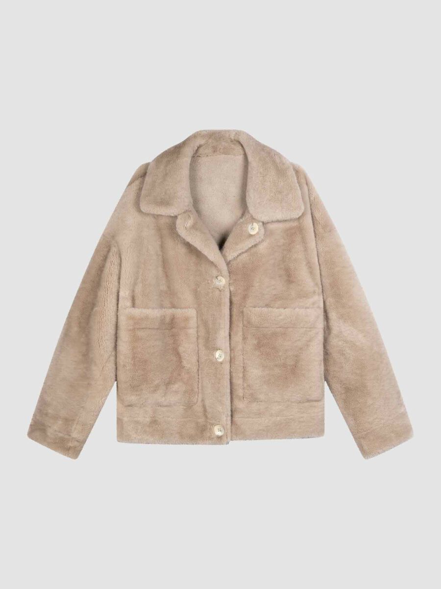 Korte omkeerbare faux fur jas image number 3