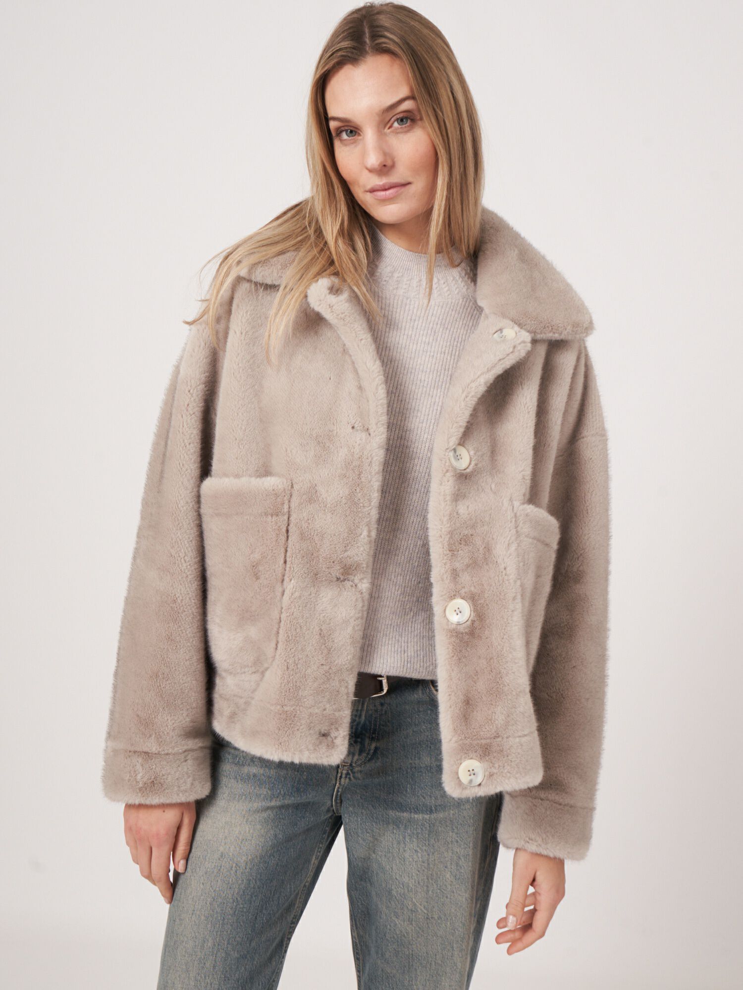 Short Reversible Faux Fur Coat | REPEAT cashmere