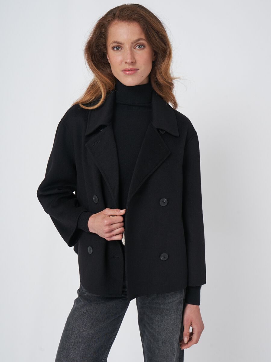 Cropped wool blend trench coat image number 0