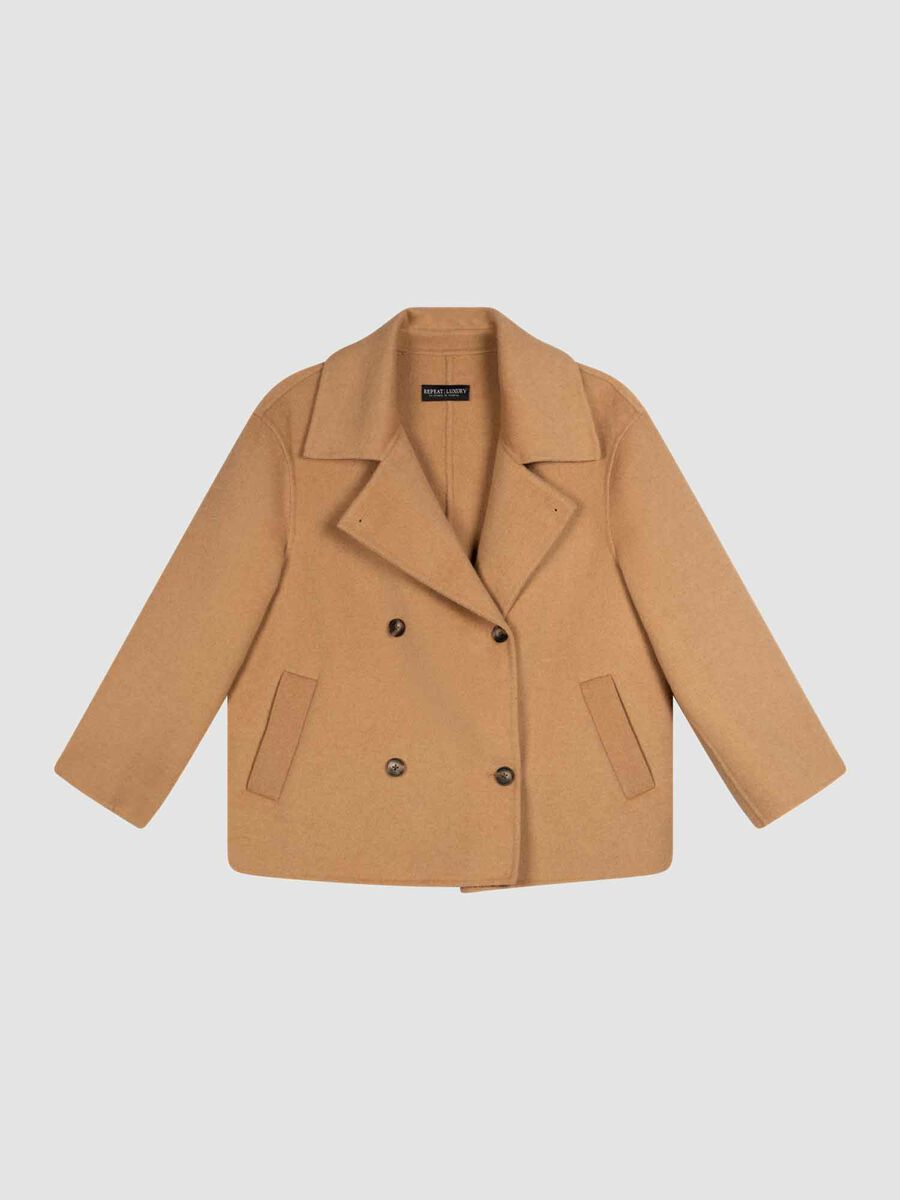 Cropped wool blend trench coat image number 2