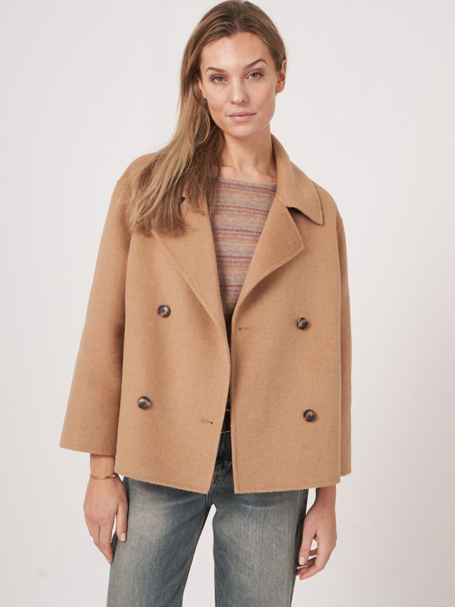 Cropped wool blend trench coat image number 3