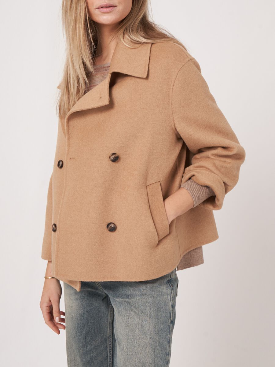 Cropped wool blend trench coat image number 5
