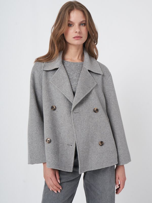 Cropped wool blend trench coat image number 0