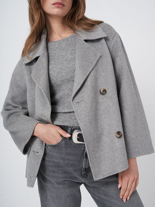 Cropped wool blend trench coat image number 1