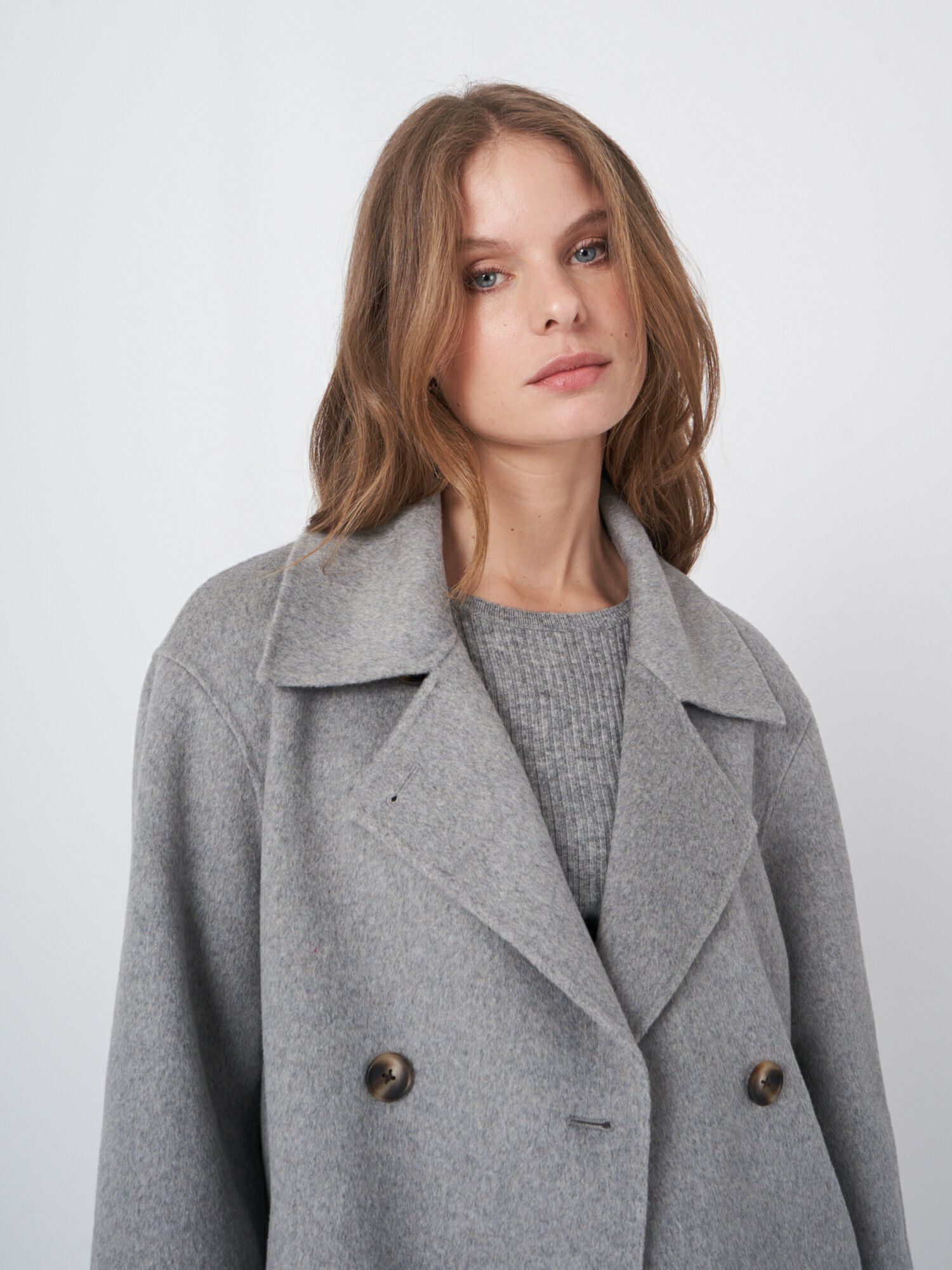 Cropped Wool Blend Trench Coat | REPEAT cashmere