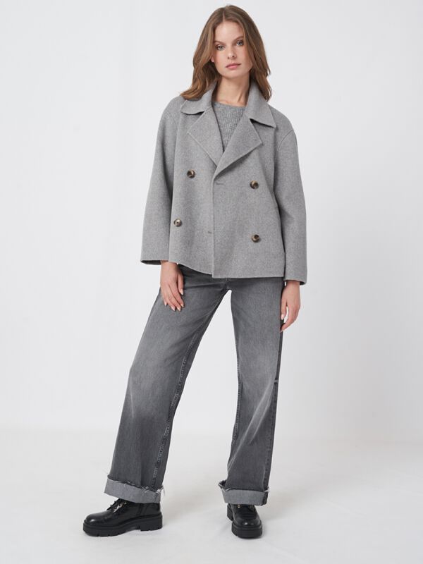 Cropped wool blend trench coat image number 2