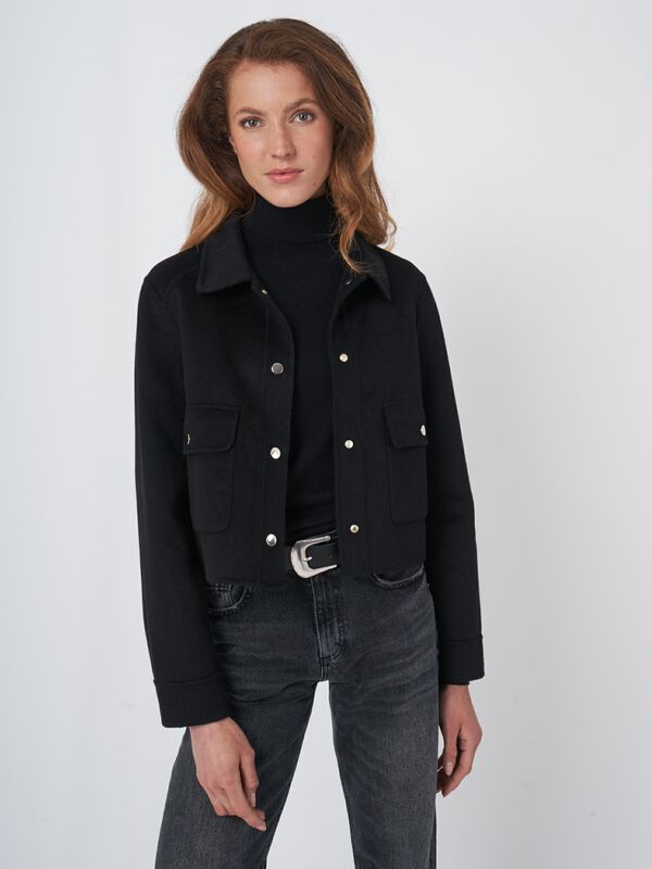 Cropped wool blend coat image number 0