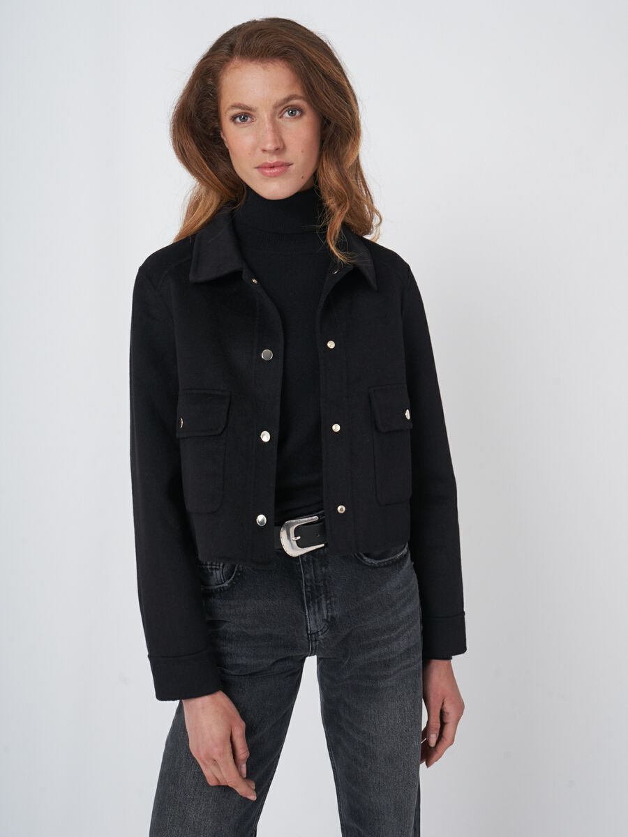 Cropped wool blend coat image number 0