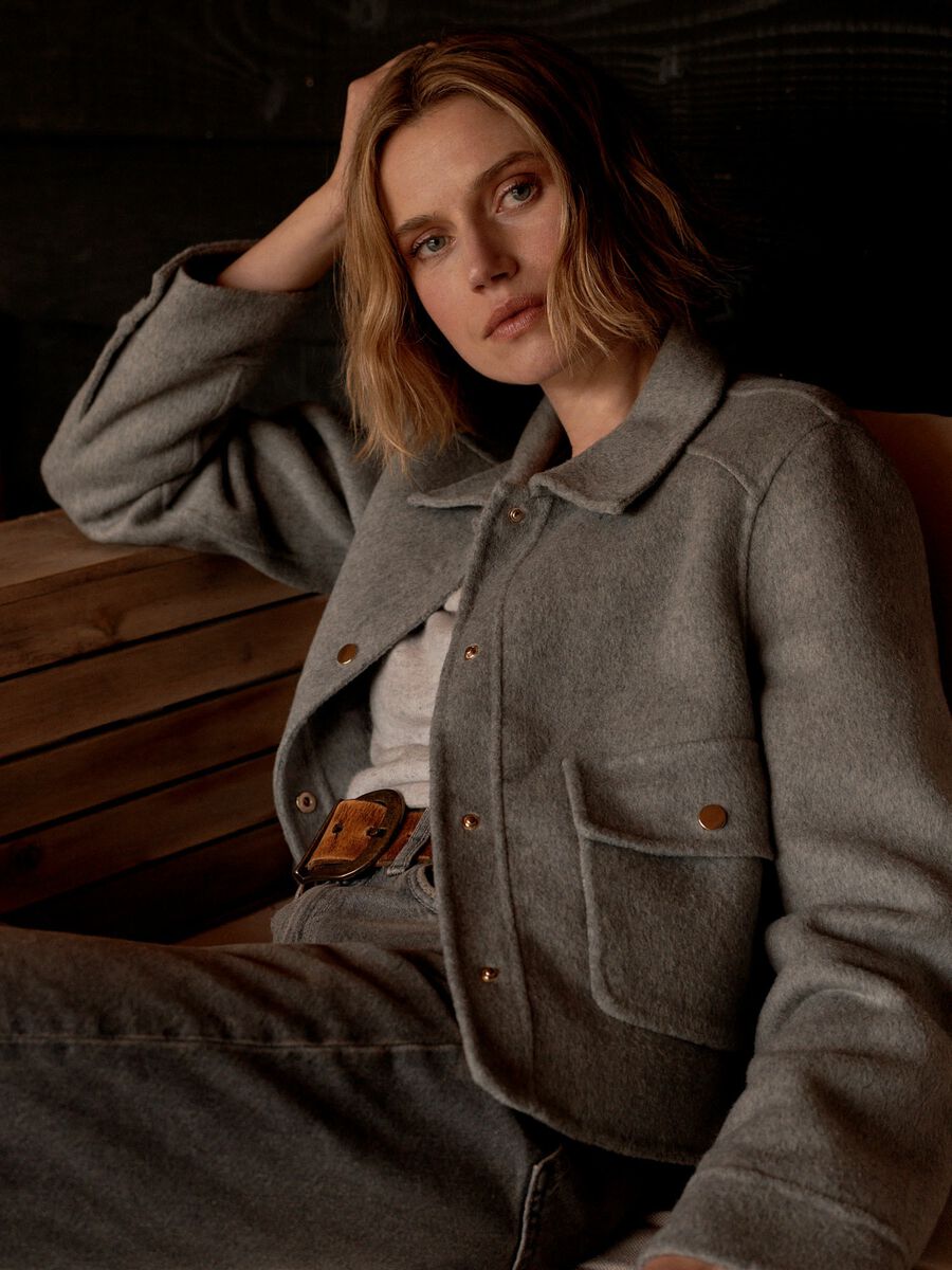 Cropped wool blend coat image number 0