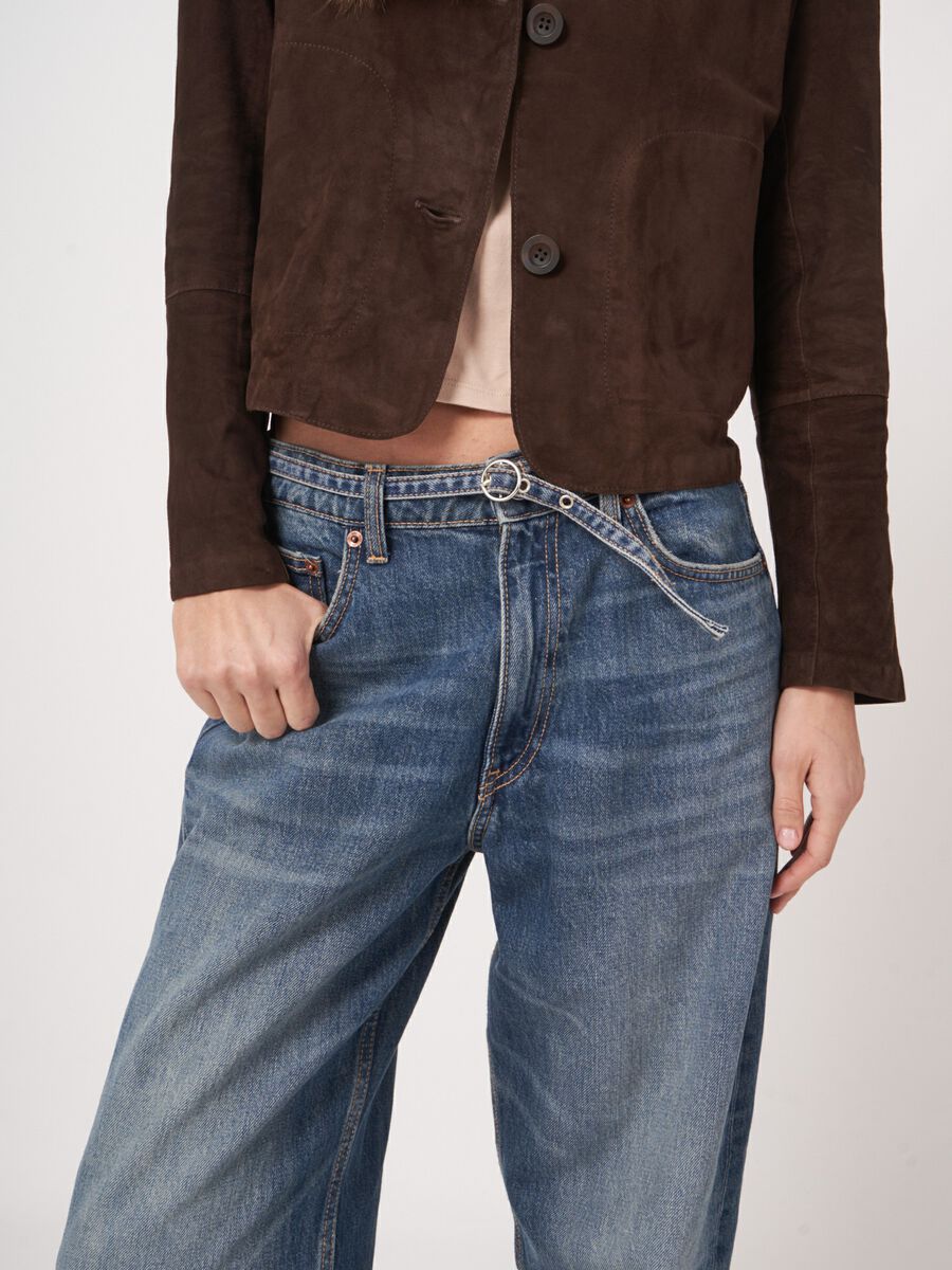 Boxy suède damesjas met knopen en zakken image number 3