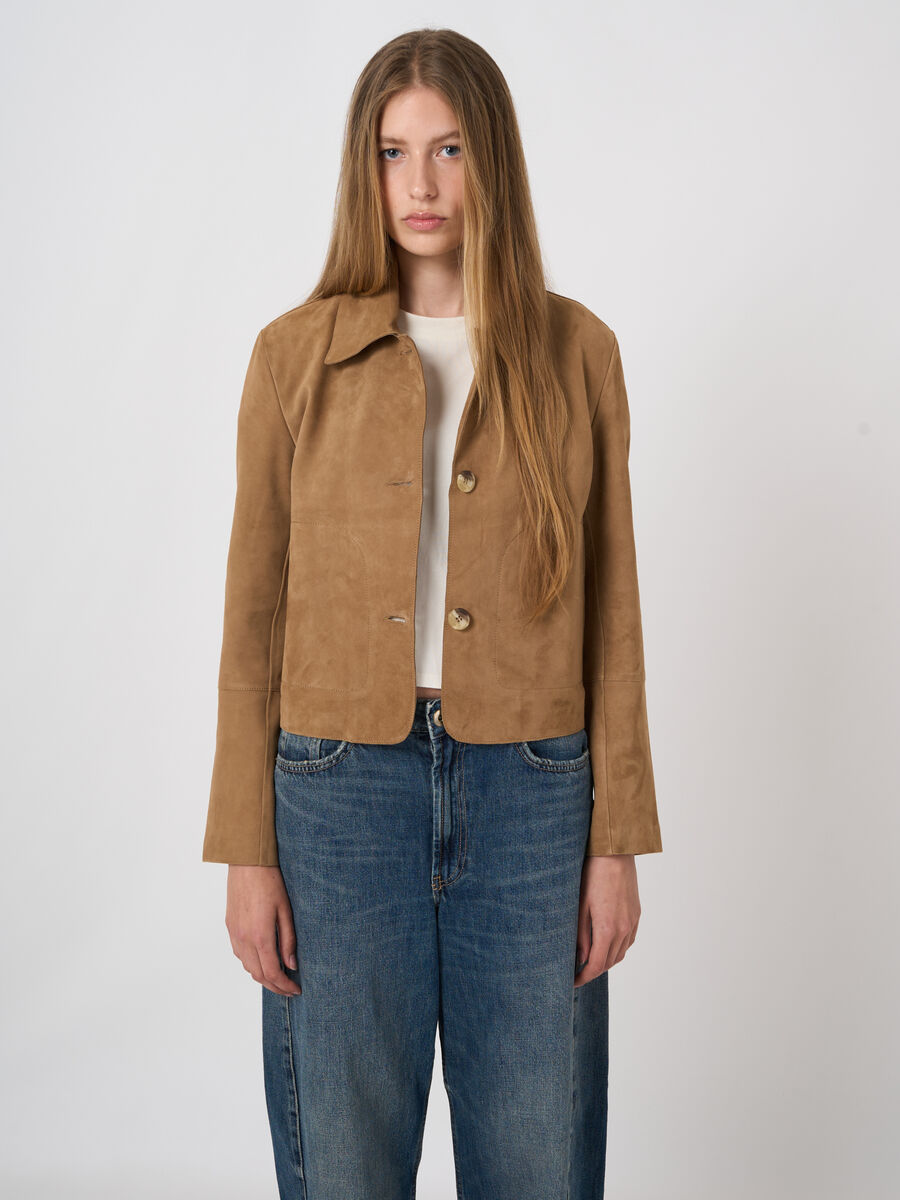 Soft Goat Suede Shirt Jacket image number 1