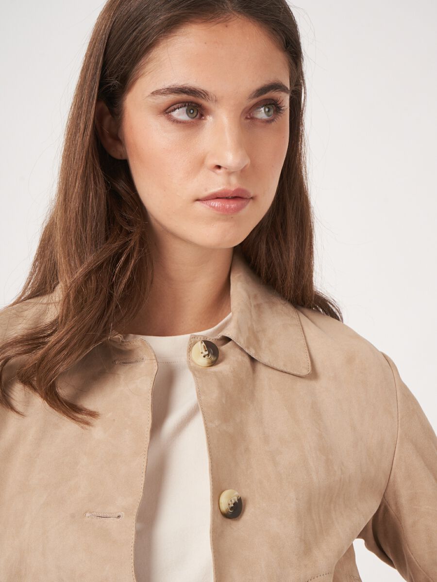 Veste courte femme en daim &mdash; col chemise & style repeat image number 2