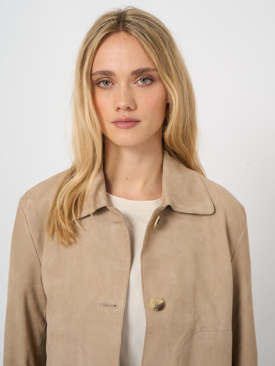 Veste courte femme en daim &mdash; col chemise & style repeat image number 2