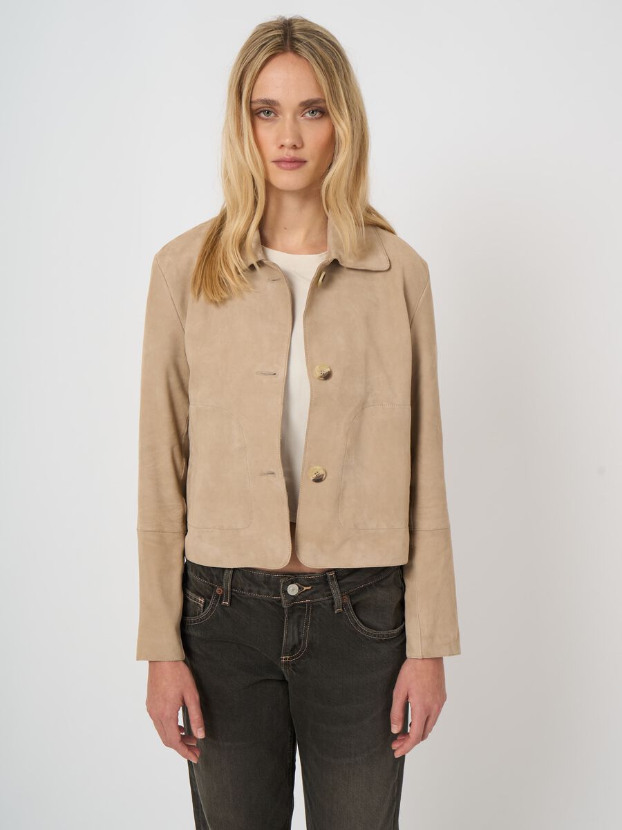 Veste courte femme en daim &mdash; col chemise & style repeat image number 3