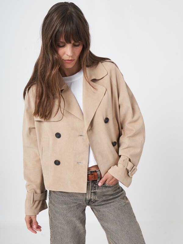 Gekürzter Trenchcoat aus Wildleder image number 3