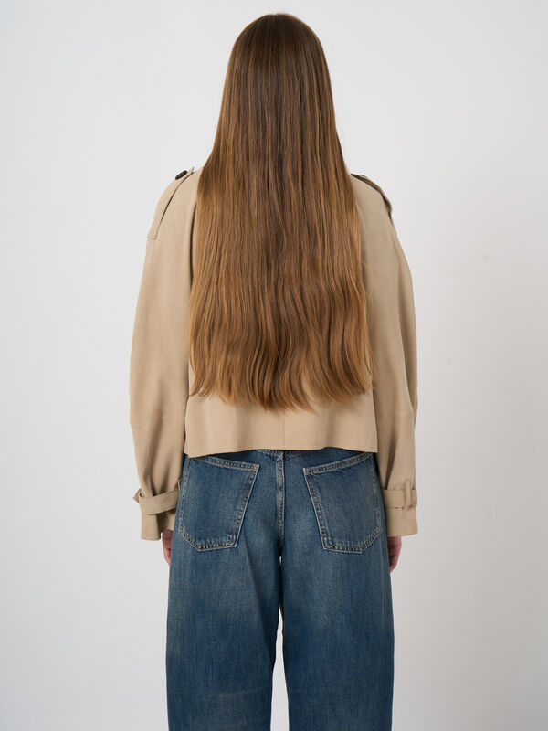 Cropped suede trench jacket image number 2