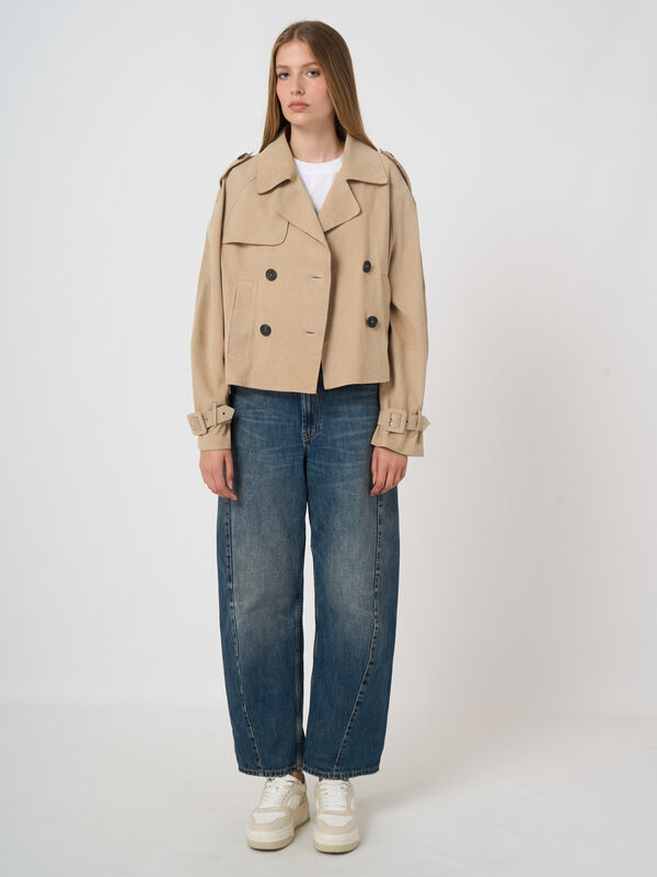 Cropped suede trench jacket image number 3